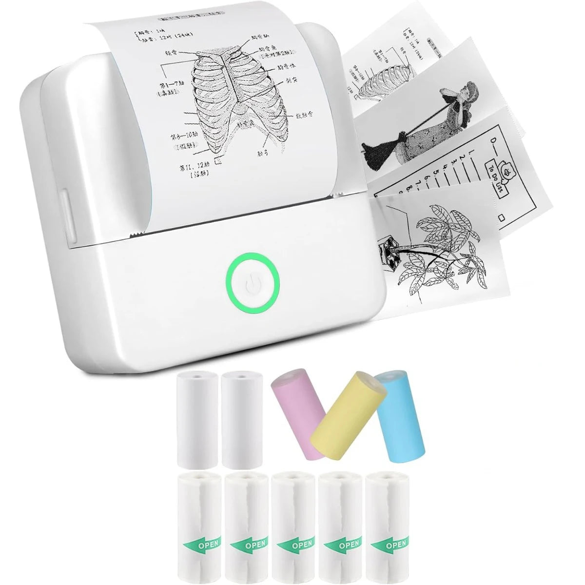 Mini Sticker Printer,Inkless Thermal Printer, Pocket Bluetooth Printer for Halloween Christmas Gift for Photo,Memo Impressora